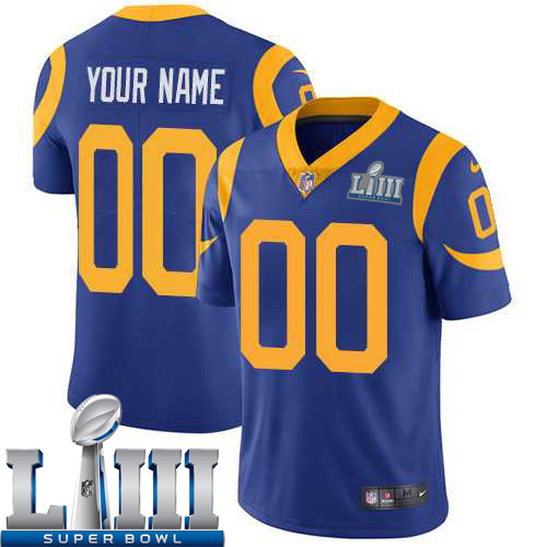Custom Men Los Angeles Rams Royal Player Limited Vapor Untouchable 2019 Super Bowl LIII NFL Jerseys->los angeles rams->NFL Jersey